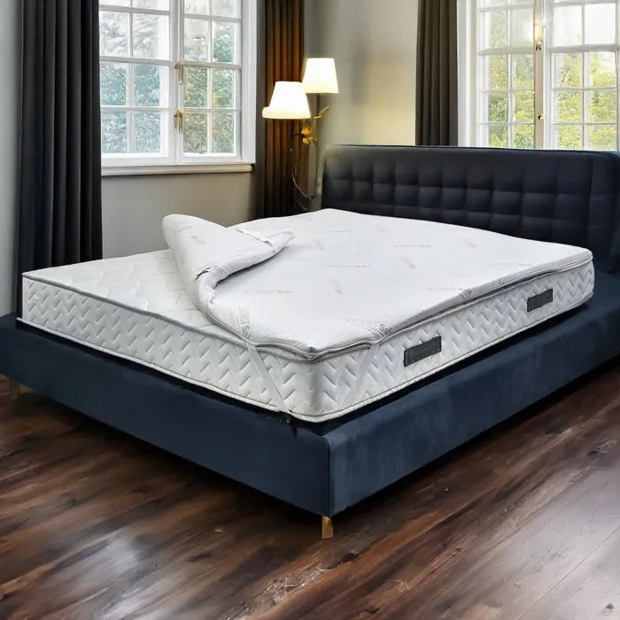 Topper Demi-carré, En Tissu, Blanc, 190x120h5 Cm