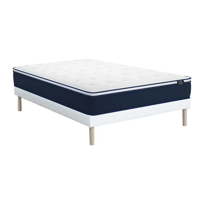 Ensemble 140 x 190 cm sommier + matelas ressorts ensachés et surmatelas intégré ép.24cm - ALTIER de YSMÉE
