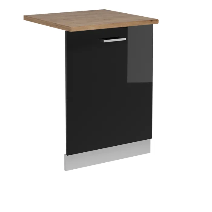 Vicco Façade de lave-vaisselle Noir Haute brillance 60cm, PT Chêne