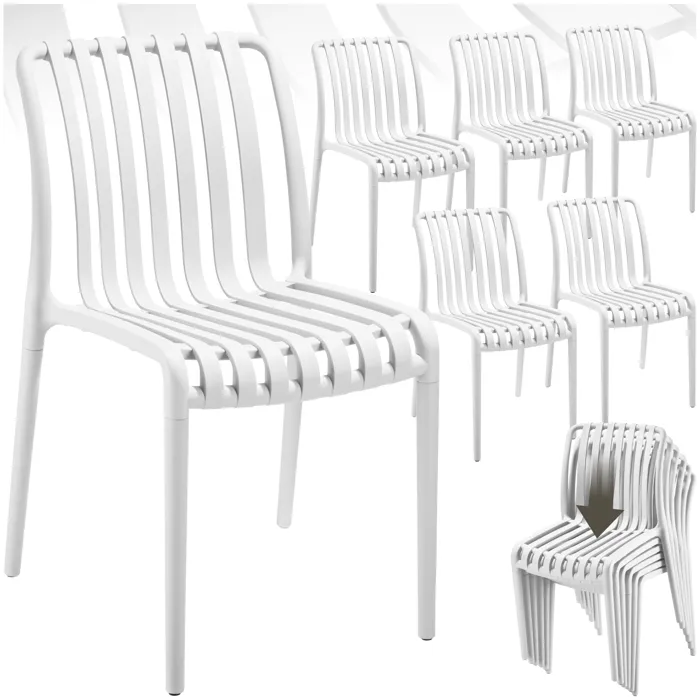 Lot 6 chaises de jardin résistantes intempéries empilables crème