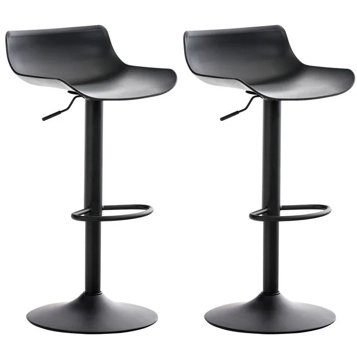 Lot De 2 Tabourets De Bar Pivotant Design Moderne Plastique Noir 10_0000317