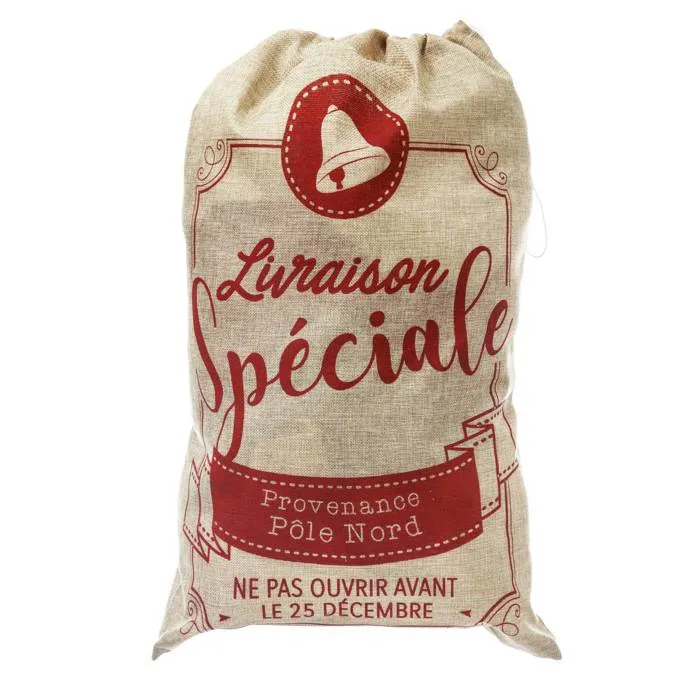 Sac de Noël Père Noël en Jute 50x70cm