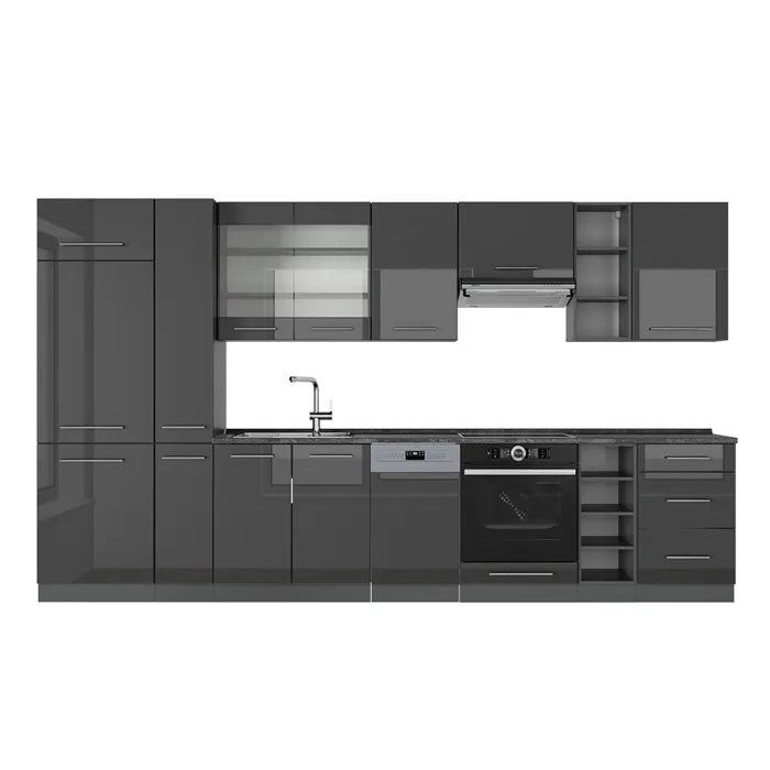 Vicco Cuisine Anthracite Haute brillance 355cm sans PT