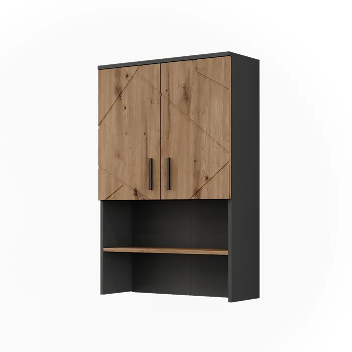 Vicco Meuble bain Anthracite/Chêne de force doré 68x103.5cm avec 2 portes