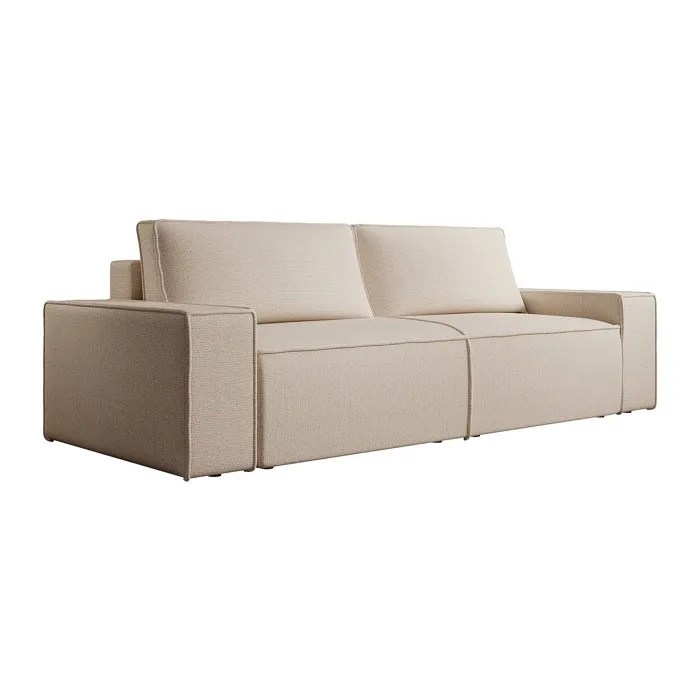 Canapé 4 places convertible en tissu texturé beige AMELIA