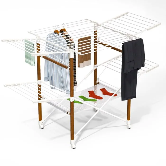 Vounot Etendoir A Linge Deluxe Pliable Grande Capacite 173x94x123cm Style Bois Blanc