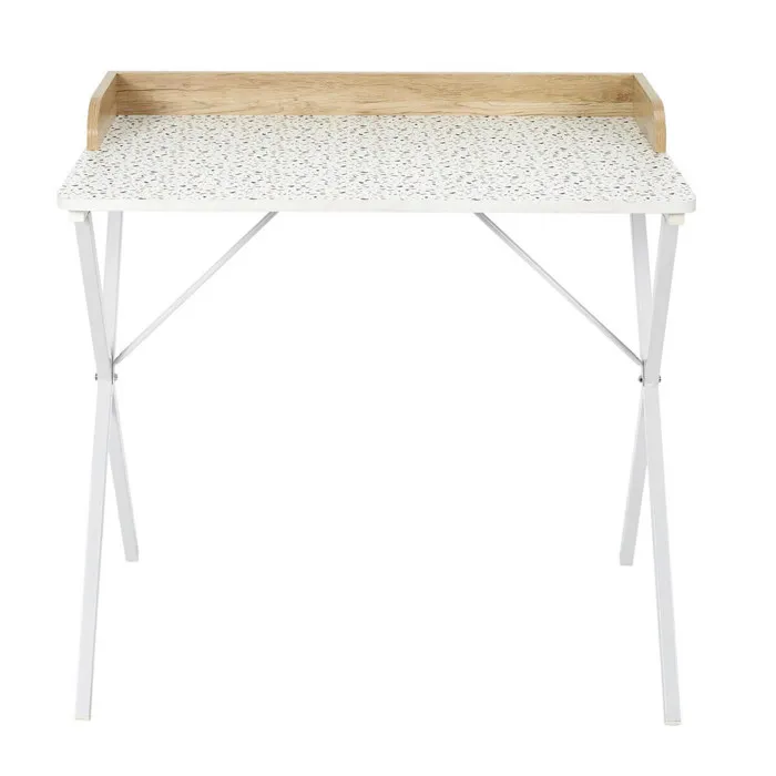Pinto - Bureau Blanc Motifs Eclats Rebord Effet Bois