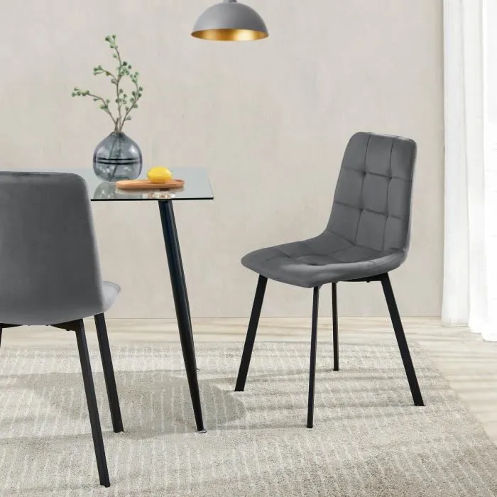 Lot de 2 chaises de salle à manger Lexnitz 89 x 44 x 52 cm gris foncé en.casa