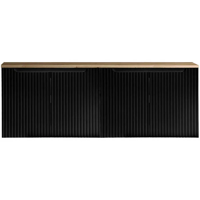 Meuble sous-lavabo NEWPORT avec 4 portes 160 x 60 x 40 cm noir effet chêne en.casa
