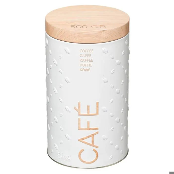 Boîte À Café Métal 500g "scandinave Nature" Blanc - 5five