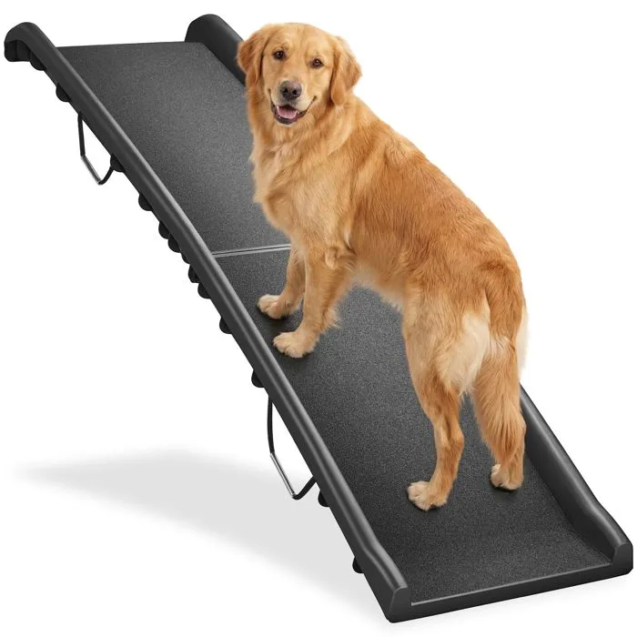Rampe pour chien pliable et antidérapante avec sangles de transport gainées de plastique