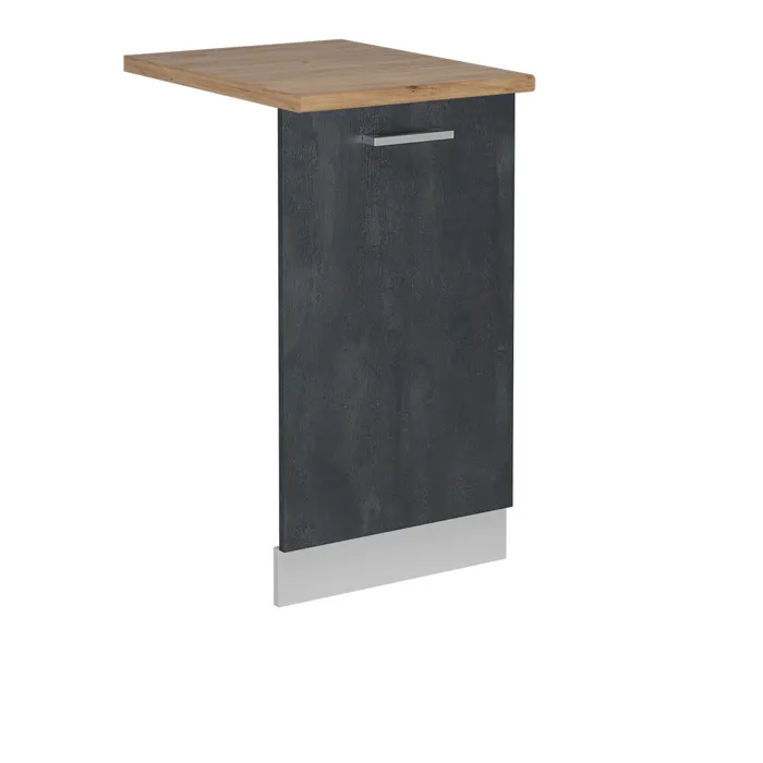 Vicco Façade de lave-vaisselle Béton noir 45cm, PT Chêne