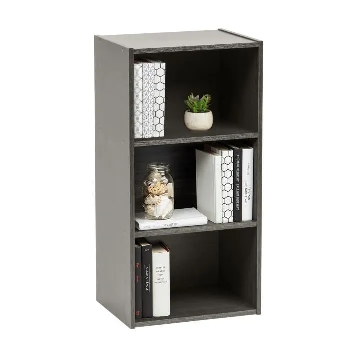 Iris Ohyama, Bibliothèque, étagère de rangement, Meuble d'appoint- MDB-3, Chêne Gris, L29 x P36.6 x H73.2 cm