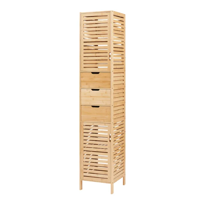 Meuble colonne de salle de bain Boksereys bambou 180 x 35 x 35 cm naturel