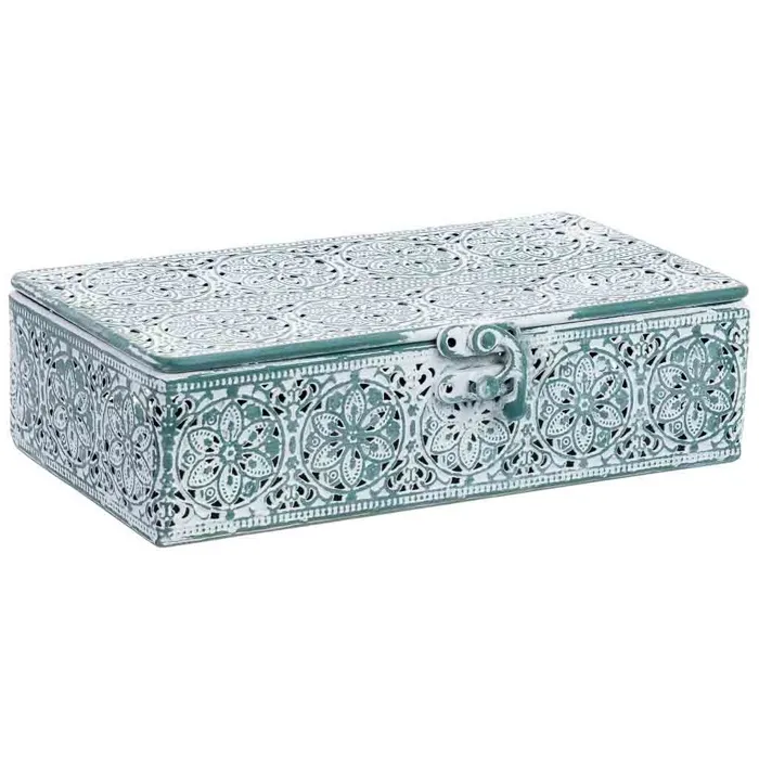 Boîte en métal vert 20.5x12.5x6h cm (hauteur)