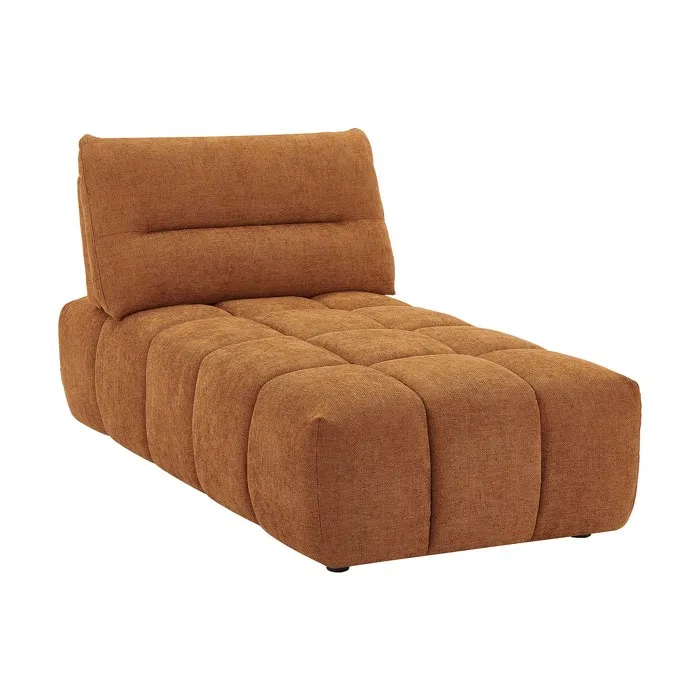 Méridienne dossier avance-recule en tissu texturé terracotta APOLIU