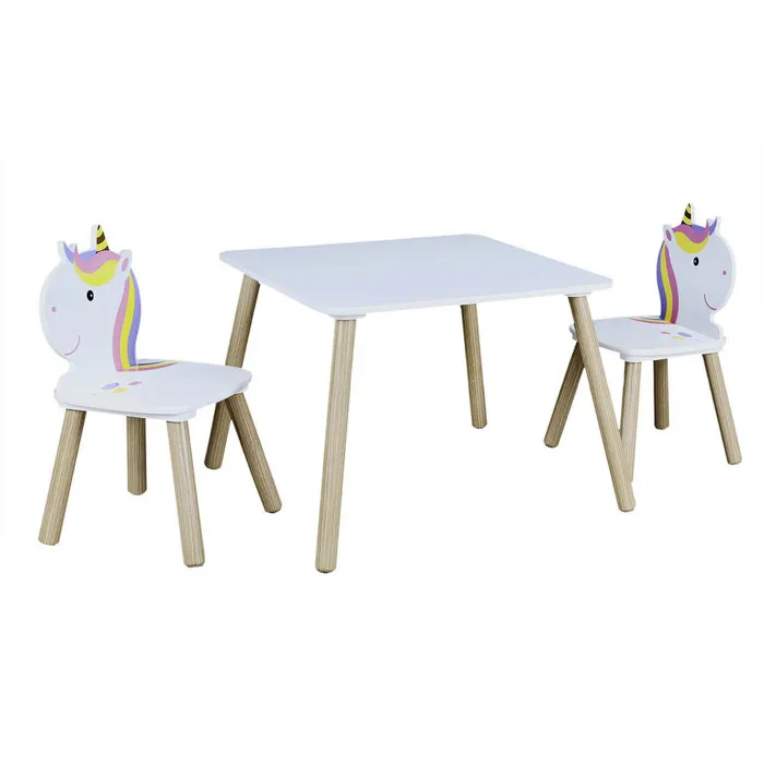 UNICORN - Ensemble Table et 2 Chaises Enfant Motif Licorne