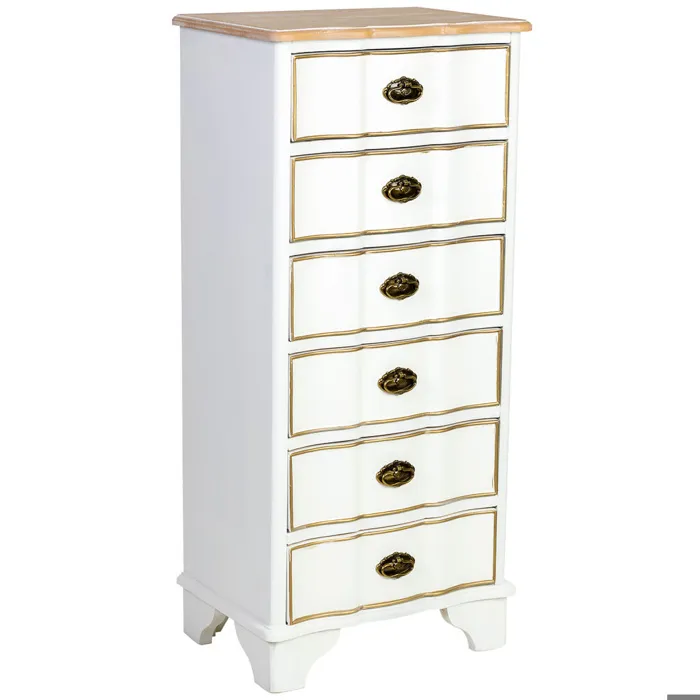 Commode en bois à 6 tiroirs, dimensions: 50x35x110h cm