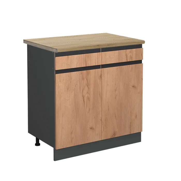 Vicco Meuble cuisine Chêne doré/Anthracite 80cm plan de travail Chêne doré