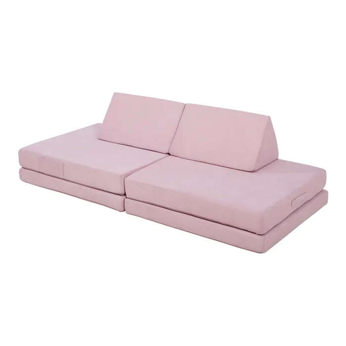 Canapé de jeu de 5 pièces Norhulta velours côtelé 150 x 66 x 46 cm rose en.casa