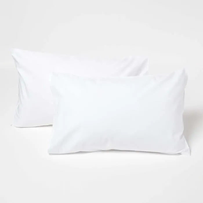 Lot De 2 Taie D'oreiller Enfant 40x60cm Blanc Coton Égyptien 200tc Homescapes