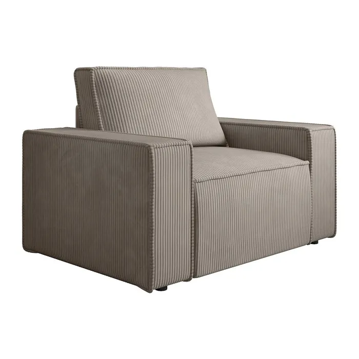 Fauteuil en velours côtelé taupe AMELIA