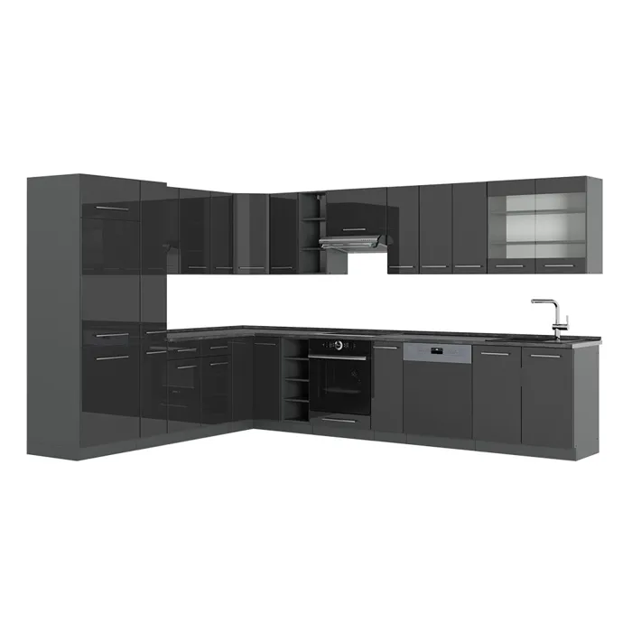 Vicco Cuisine en angle Anthracite Haute brillance/Anthracite 347 x 257 cm, PT Anthracite