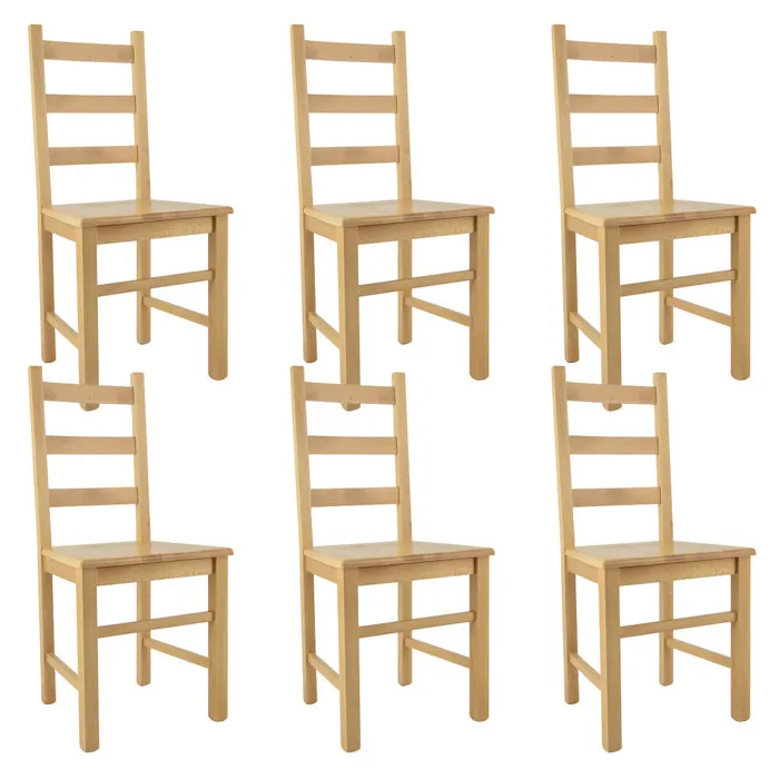 Orta - Lot De 6 Chaises Naturelles Et Assises En Bois