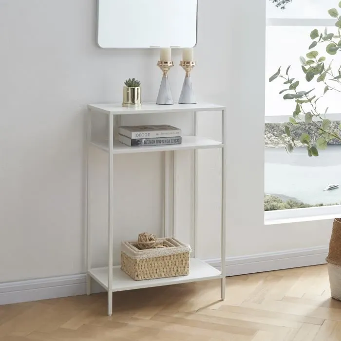 Table console Kumlinge métal 85 x 55 x 30 cm blanc en.casa