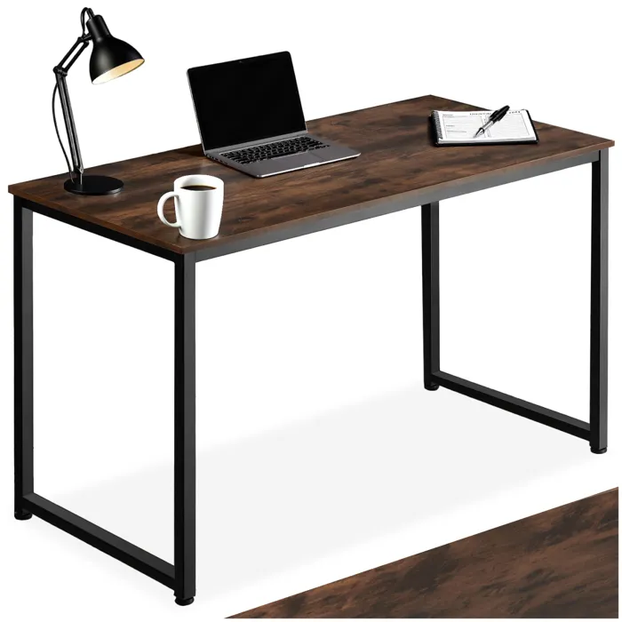 Bureau Style Industriel En Panneau Aggloméré Bois Foncé