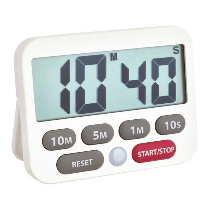 TFA Dostmann 38.2038.02 - Minuteur numérique blanc compact, alarme puissante, 99 min 50 s