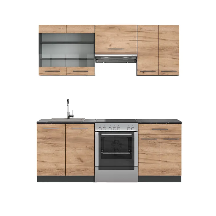 Vicco Cuisine Chêne doré/anthracite 200cm sans PT