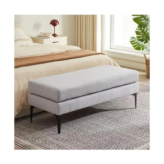 Banc/bout de lit MAX tissu gris clair