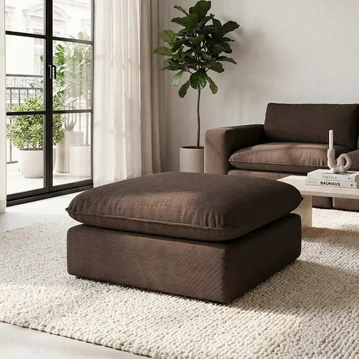 Pouf 105x105x48 Cm En Tissu Texturé Chocolat - Modusof