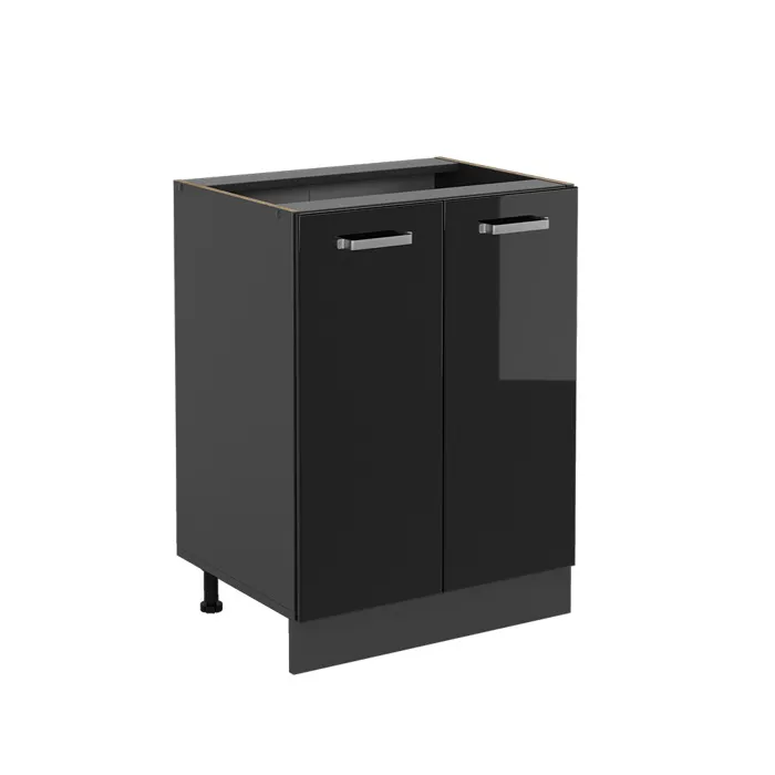 Vicco Meuble bas de cuisine Noir Haute brillance 60cm sans PT