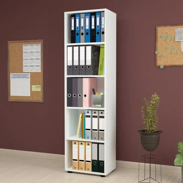 Bibliothèque Vara à 5 niveaux 178 x 49 x 30 cm blanc en.casa