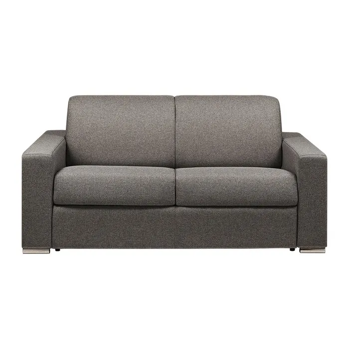 Canapé 2 places convertible express en tissu chiné anthracite - Couchage lattes larges 120 cm - Matelas 16 cm avec mousse à