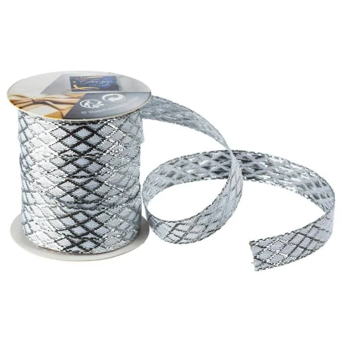 Ruban tissé 10mm l.3 m polyester- Gris- Atmosphera