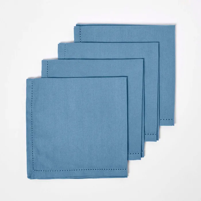 Serviettes De Table Lot De 4 En Coton Bleu Foncé - Homescapes