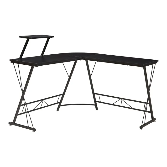 Bureau Yremso avec plateau surélevé 122 x 122 x 98 cm noir en.casa