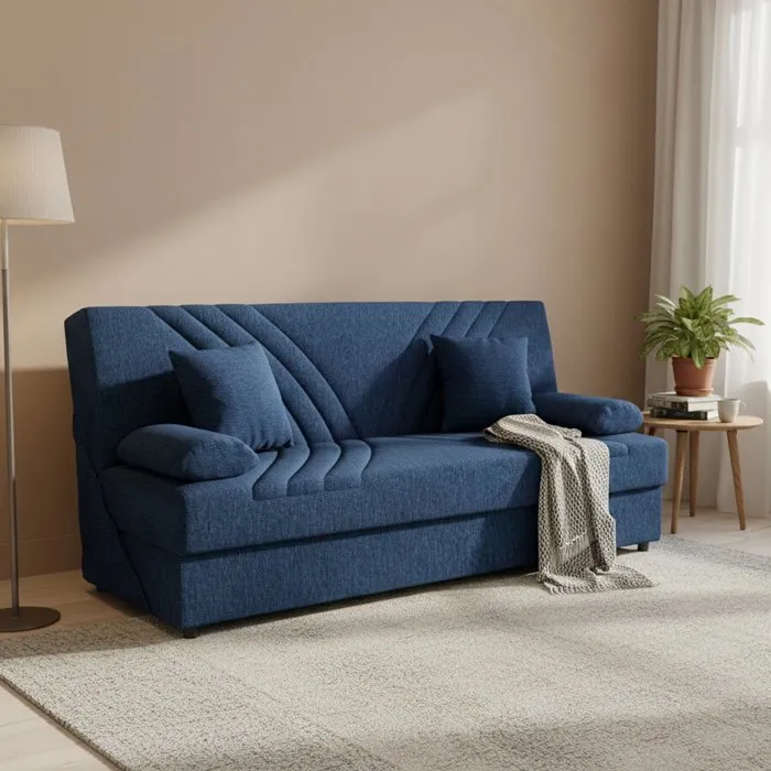 Canapé,effet Bois,bleu,181x81h88 Cm