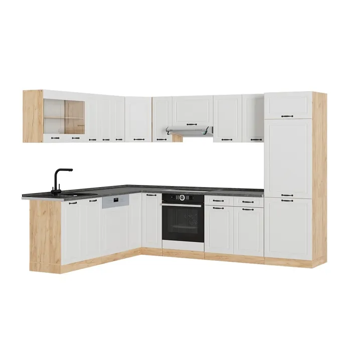 Vicco Cuisine en angle Blanc campagne/Chêne de force doré 287 x 227 cm sans PT