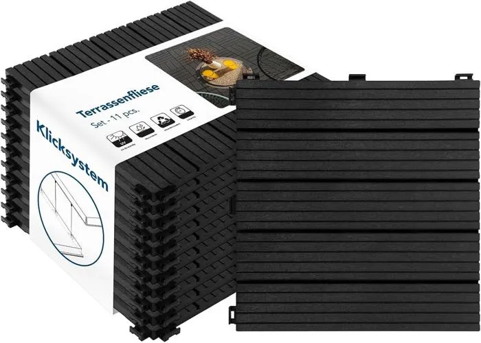 Dalles de Terrasse Lot de 11 pièces, Claire Anthracite 30 x 30 cm - 1 m²
