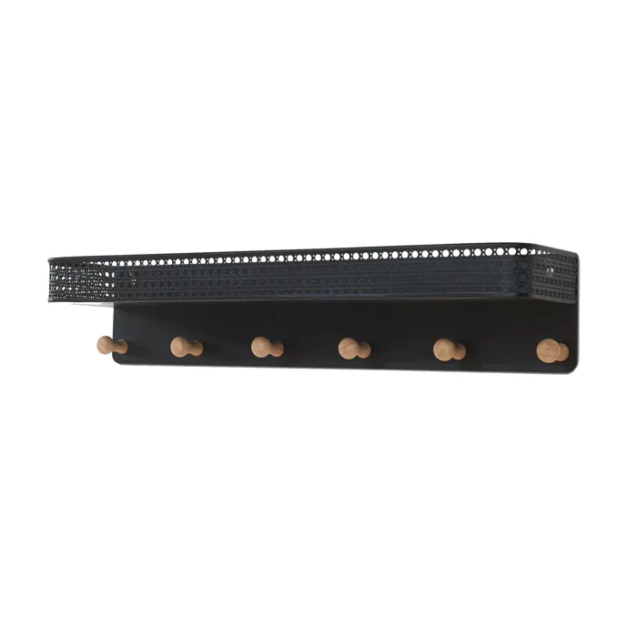 Porte-manteau mural avec étagère Jäller 60 x 14 x 12 cm noir en.casa