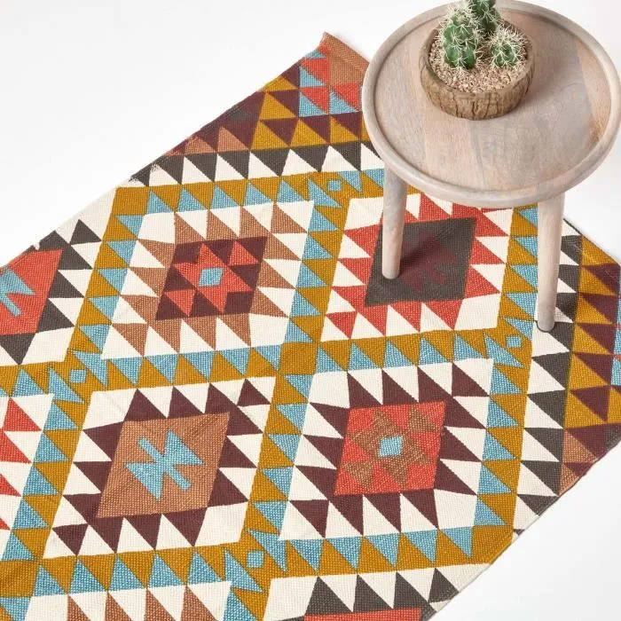 Tapis En Coton À Imprimé Géométrique Multicolore Oslo 120x170cm - Homescapes