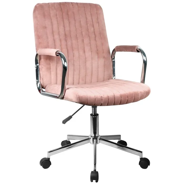 Chaise pivotante à roulettes velour AKORD FD24 Rose