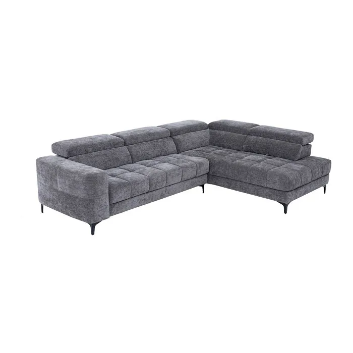 Canapé d'angle droit relax avec assise coulissante électrique en tissu anthracite MONISO