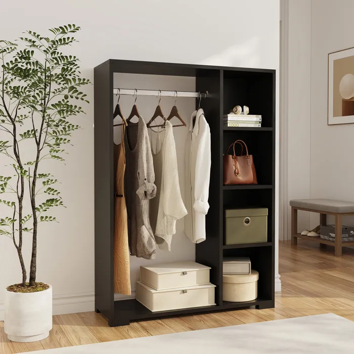 Armoire Nesbyen 126 x 90 x 30 cm noir en.casa