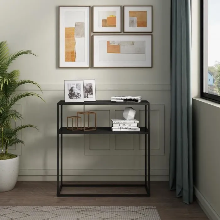 Table console Kuhmo métal 80 x 80 x 30 cm noir en.casa