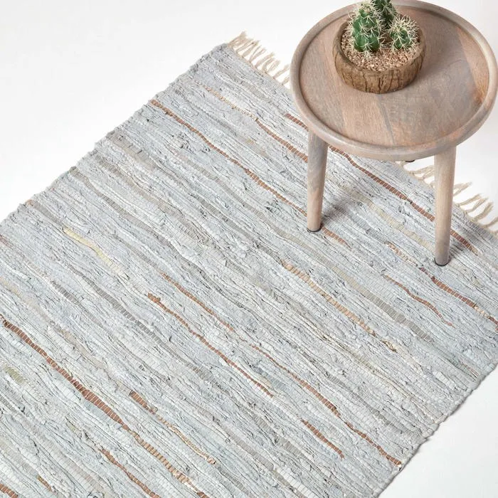 Tapis Cuir Gris Argenté 90x150cm - Homescapes
